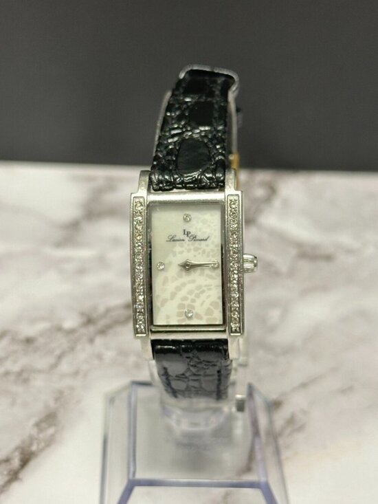 Lucien Piccard Tank Watch Women Mother of Pearl Dial Patent Leather Band 9\